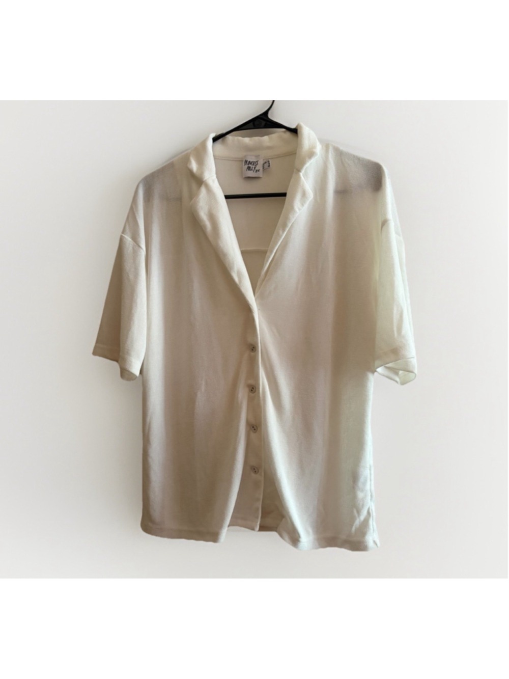 Princess Polly White Button-Down Slinky Top - Size 8